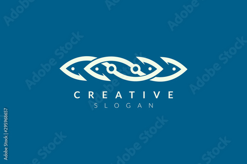 Abstract minimalist fish shape vector design. Simple fish design, flat logo style, modern icon and symbol.