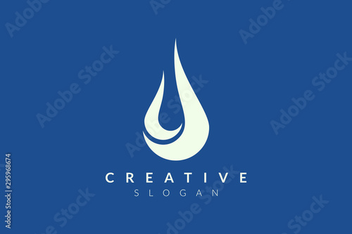 Drops of water in abstract form. Minimalist vector design. Monogram and flat logo style. Modern icon and symbol.