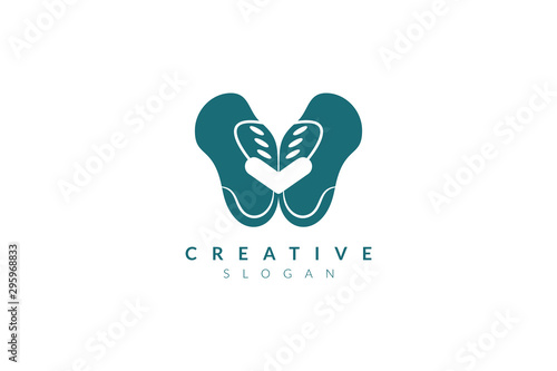 Vector illustration of pelvic bone shape design. Minimalist and simple logo, flat style, modern icon and symbol.