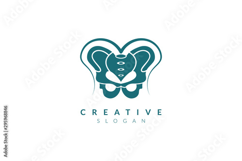 Vector illustration of pelvic bone shape design. Minimalist and simple logo, flat style, modern icon and symbol.