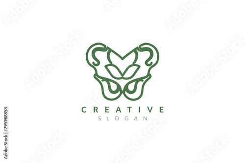 Vector illustration of pelvic bone shape design. Minimalist and simple logo, flat style, modern icon and symbol.