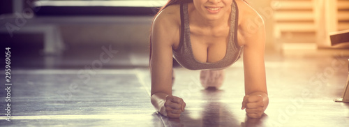 A close-up of a girl exercising