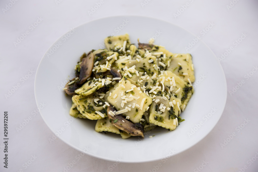 Ravioli with pesto sauce Ravioli with pesto sauce