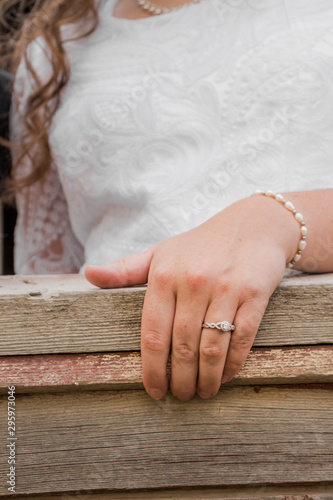 Vintage girl with engagement ring