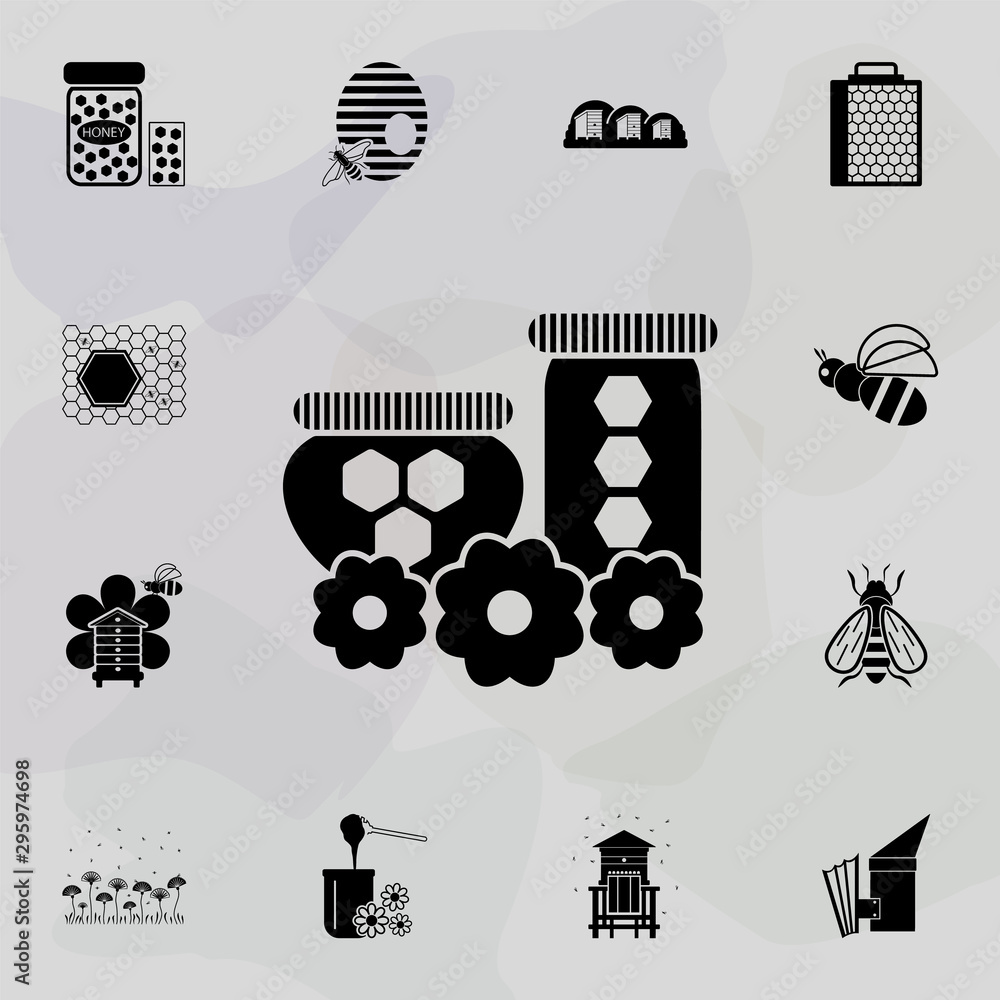 Obraz premium organic honey in jars icon. Universal set of beekeeping for website design and development, app development