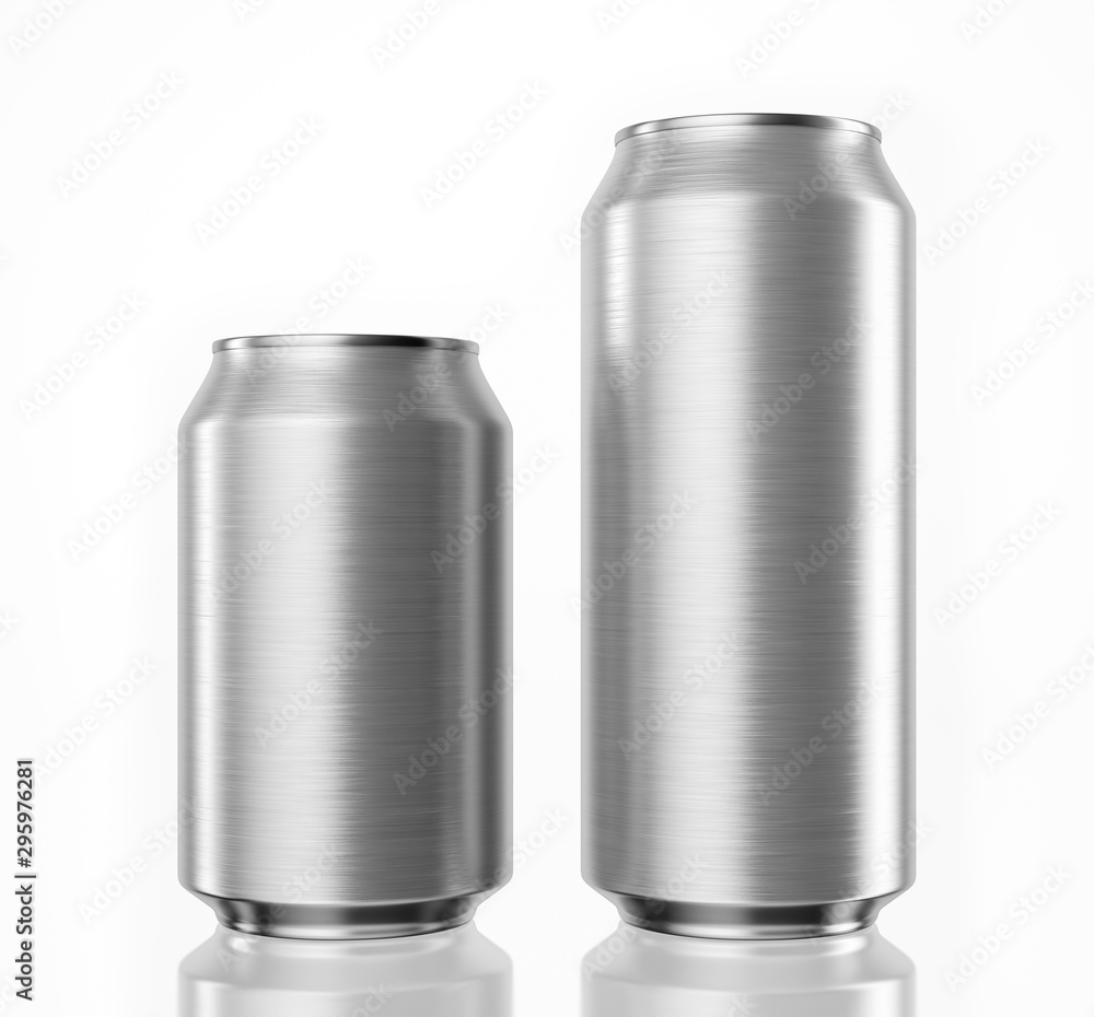 Aluminum cans isolated with clipping path on white background, 3d rendering Aluminum cans isolated with clipping path on white background, 3d rendering