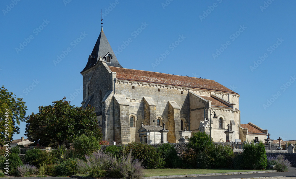 Church in Villegouge village in France