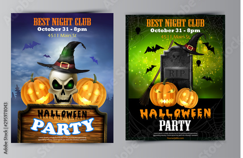 Halloween vertical background with pumpkins