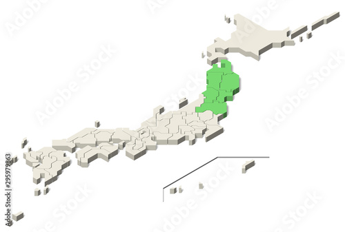 日本地図 東北地方 離島 (Set 4) 