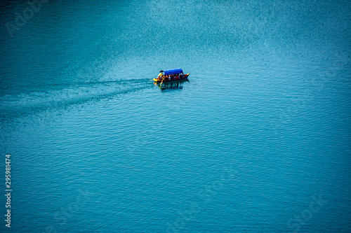 Arial view of the Boat moving on the water