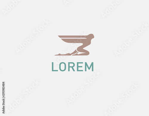 Creative abstract logo icon image of a girl with wings for the company