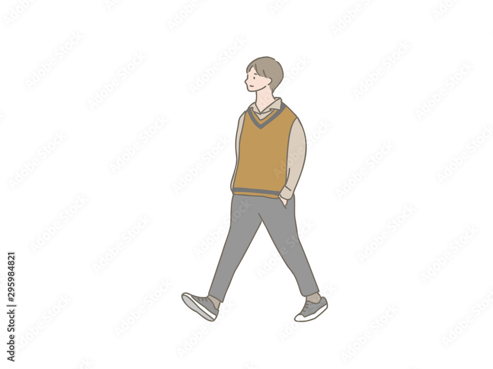 オシャレな男の子 散歩 オシャレな男の子 散歩