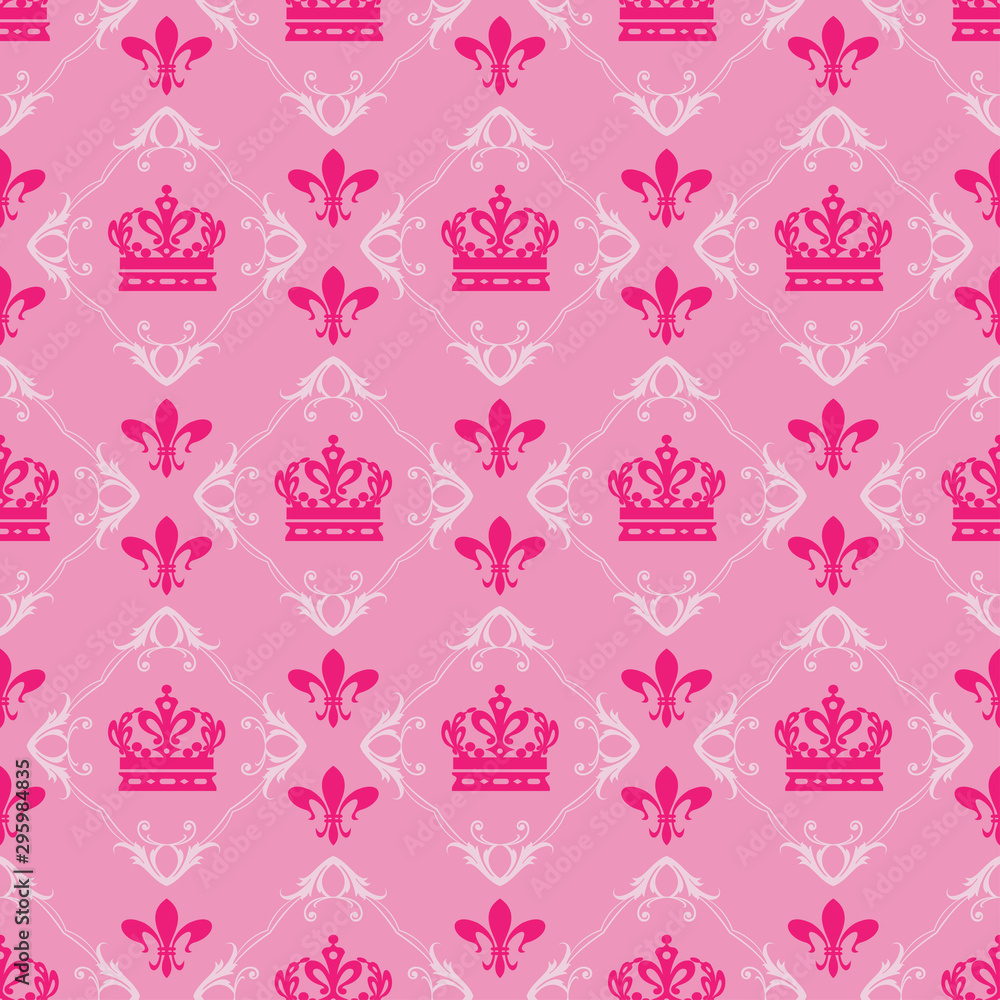 seamless pattern with pink crowns