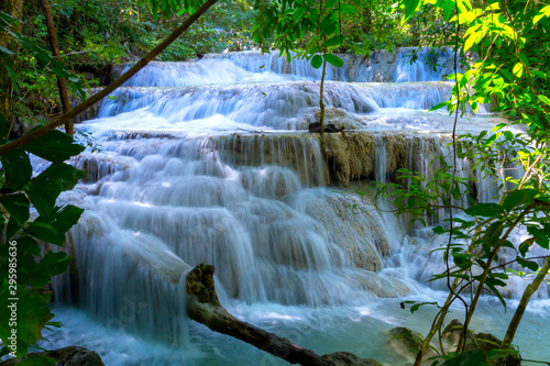 Erawan Waterfall with natural beautiful in forest