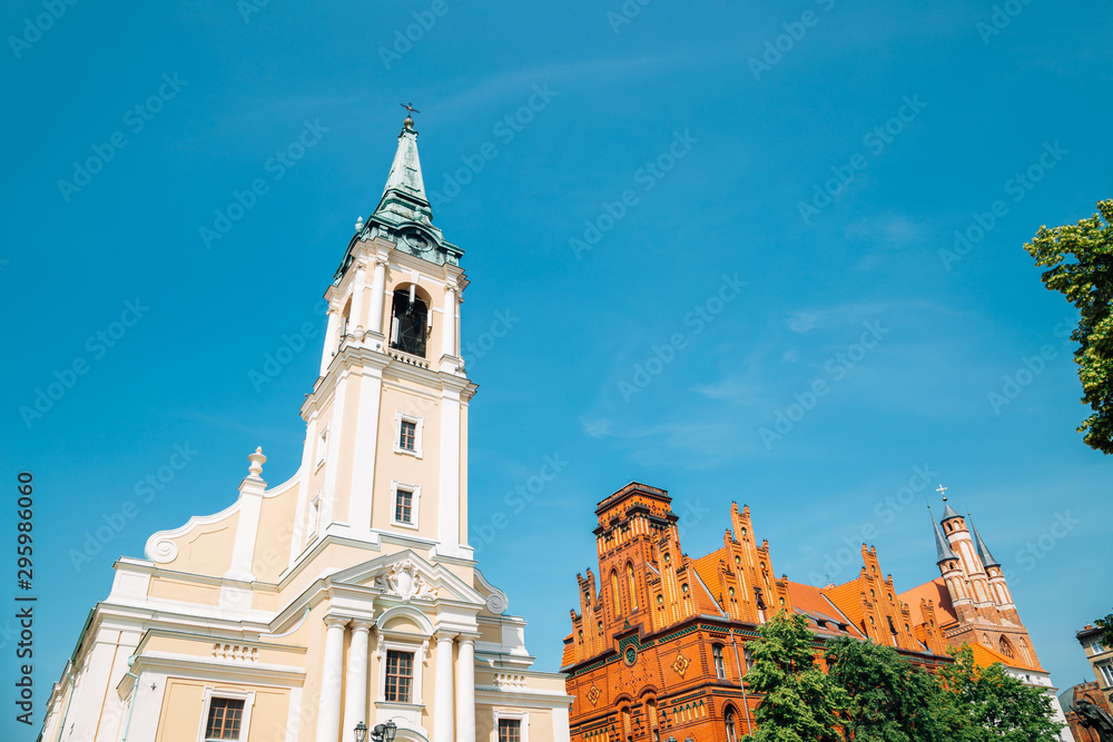 Church of the Holy Spirit and Central Post Office at Rynek Staromiejski square in Torun, Poland