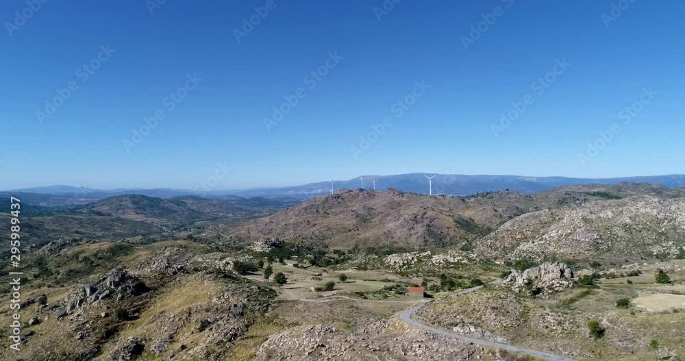 Windmills in the Sierra de la Estrella in Portugal. Wind energy is one of the most used renewable energies in the world Windmills in the Sierra de la Estrella in Portugal. Wind energy is one of the most used renewable energies in the world