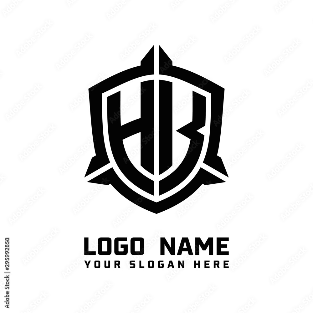initial HK letter with shield style logo template vector. shield shape black monogram logo initial HK letter with shield style logo template vector. shield shape black monogram logo