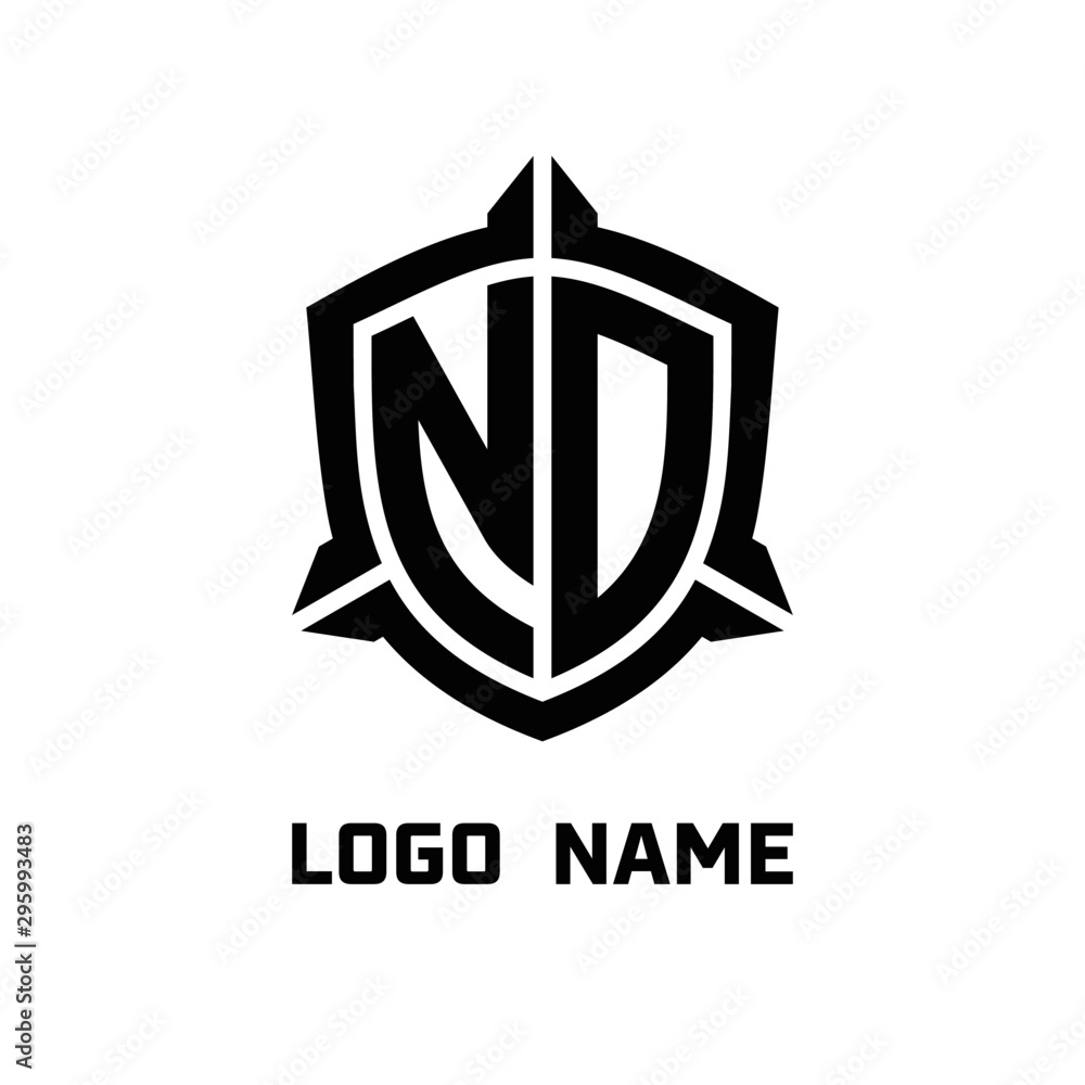initial NO letter with shield style logo template vector. shield shape black monogram logo initial NO letter with shield style logo template vector. shield shape black monogram logo