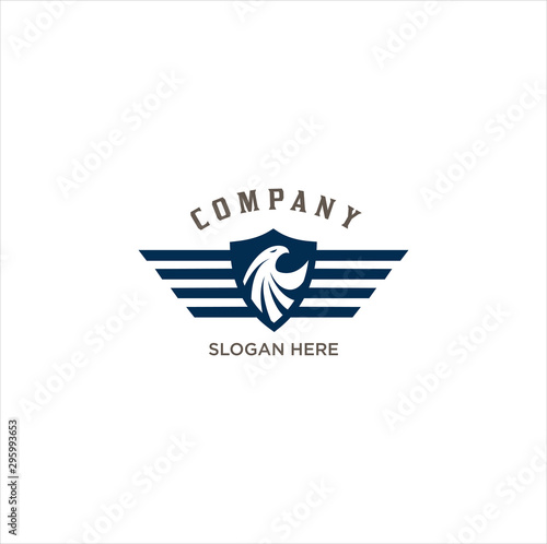 eagle shield wings logo. Eagle Logo abstract design vector template Wings Logo.Aircraft Logo icon.Linear Flying Airlines Logotype.