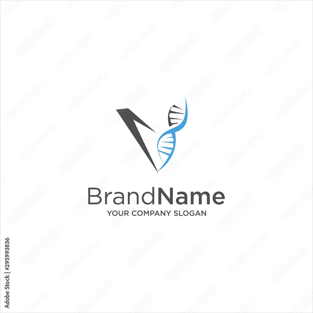 Letter V Dna Science Logo Design Vector Stock Illustration Icon Template . Initial V spiral genetic molecule logo Design