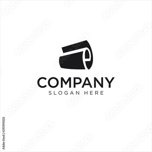 Abstract Paper Roll Logo Design silhouette Black Vector Stock Illustration