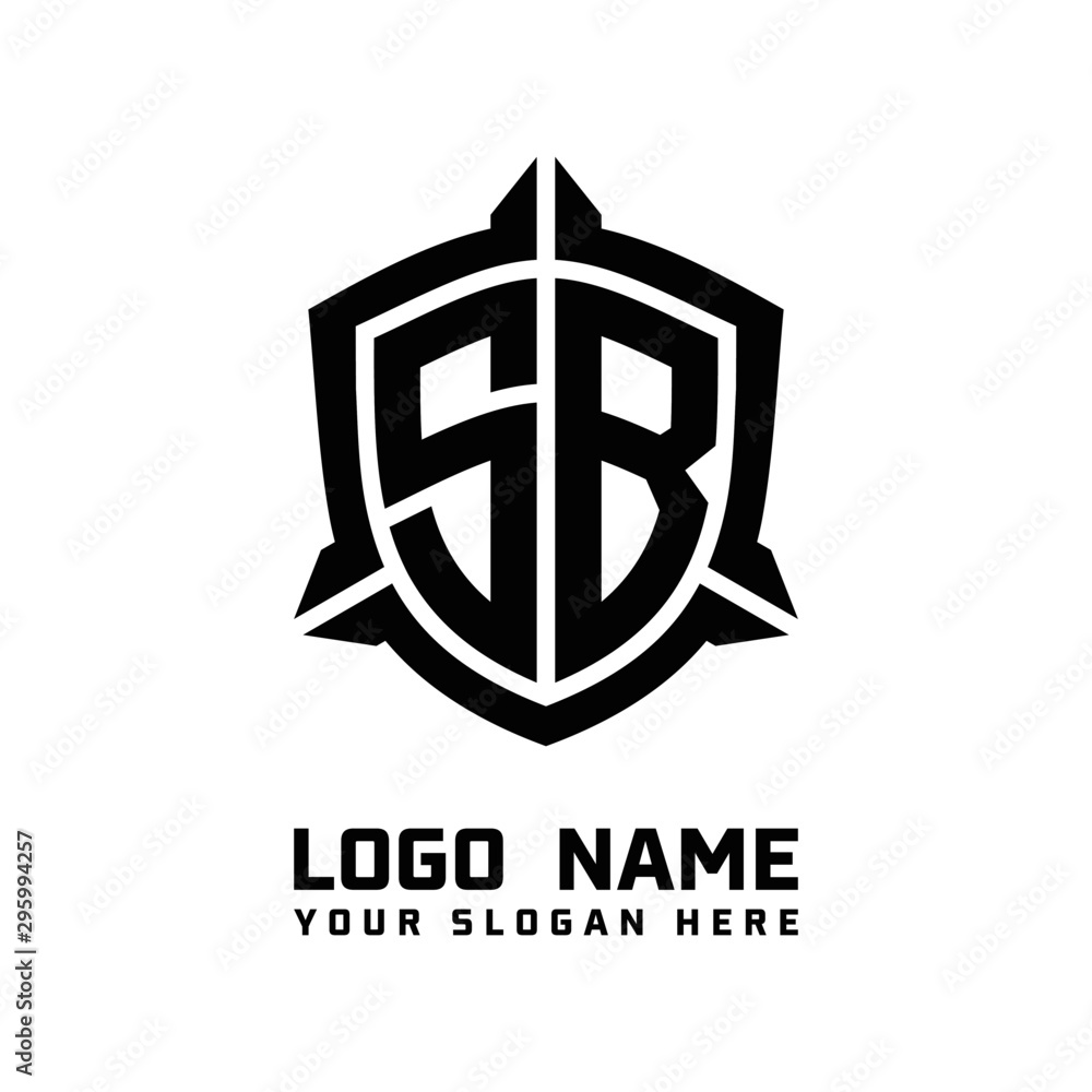 initial SB letter with shield style logo template vector. shield shape black monogram logo initial SB letter with shield style logo template vector. shield shape black monogram logo