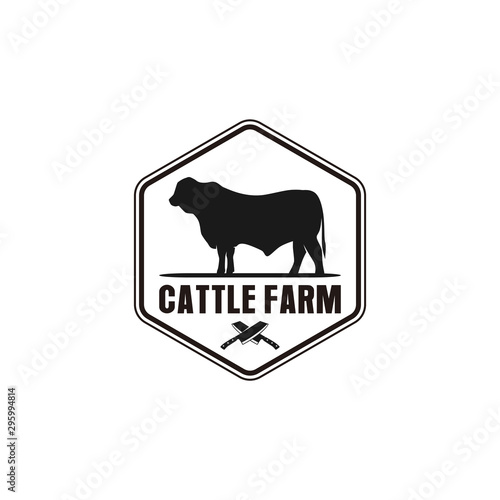 Cattle farm logo design - angus cow farm, butcher logo