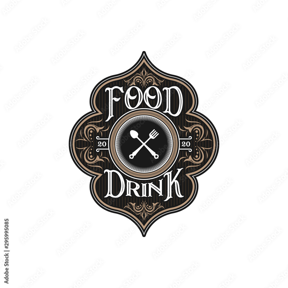 Food drink logo design - vintage style restaurant and cafe bar