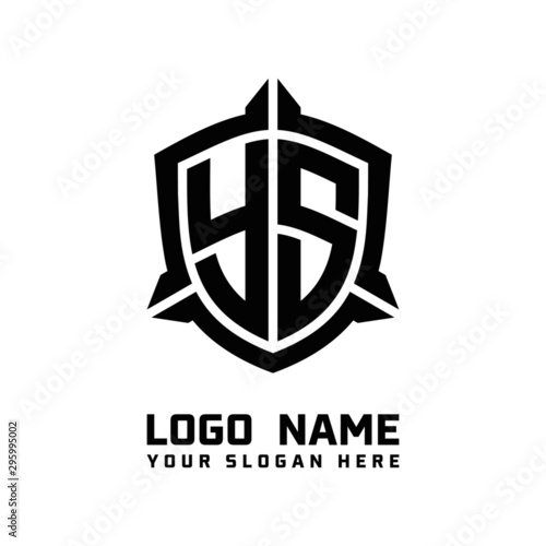 initial YS letter with shield style logo template vector. shield shape black monogram logo