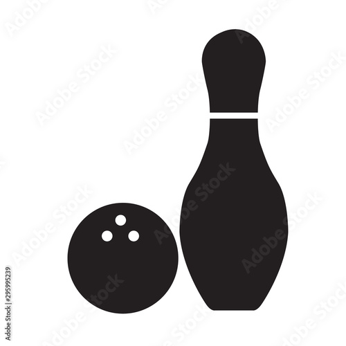 bowling icon on white background. flat style. Bowling pins with ball icon for your web site design, logo, app, UI. bowling game round ball black sign.