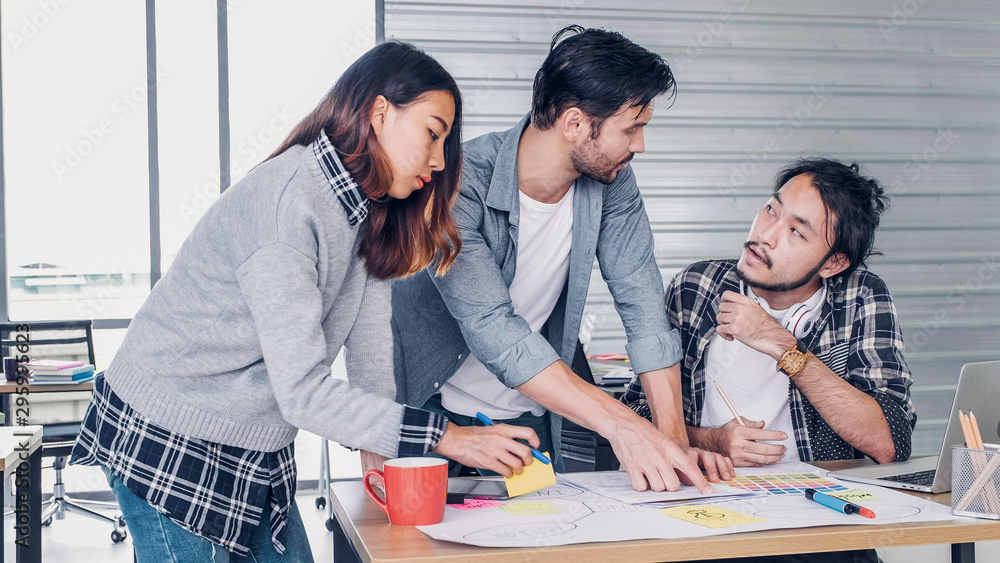 creative designer team argument at casual meeting table and walk out from meeting in modern office.tea,m conflict concept creative designer team argument at casual meeting table and walk out from meeting in modern office.tea,m conflict concept