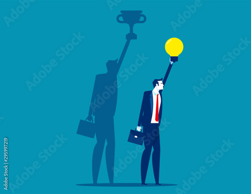 Businessman with his shadow successful. Concept business idea vector illustration, Growth, Achievment.
