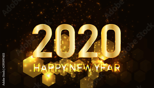2020 Happy New Year script text hand lettering. Design template Celebration typography poster, banner or greeting card for Merry Christmas and happy new year