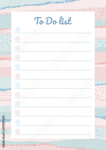 Cute To Do List template with notes and round checkbox on striped background in pastel color. Modern organizer design in nordic style. Vector illustration for daily target