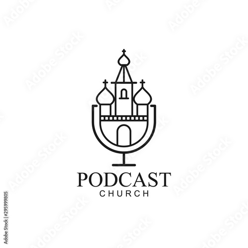 Podcast church logo design illustration. Podcast logo design for church