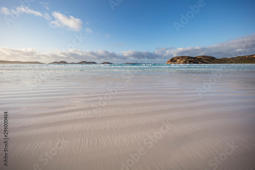 Wide angle view of the beach at Lucky Bay near Esperance in Western Australia