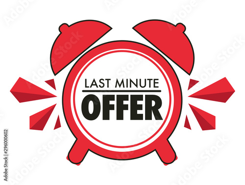 Sale, last minute offer, alarm clock isolated icon