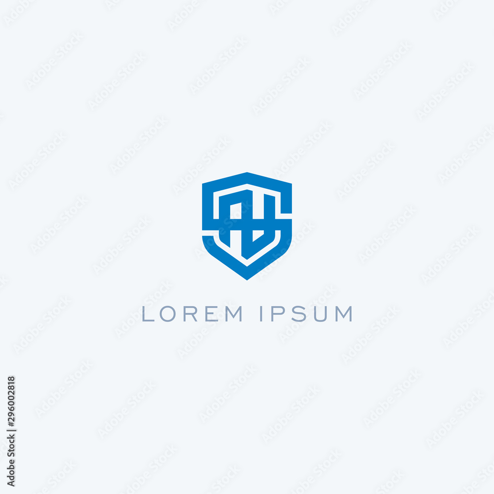 Abstract linear letter initial SN NS shield logo icon design modern minimal style illustration vector. Abstract linear letter initial SN NS shield logo icon design modern minimal style illustration vector.