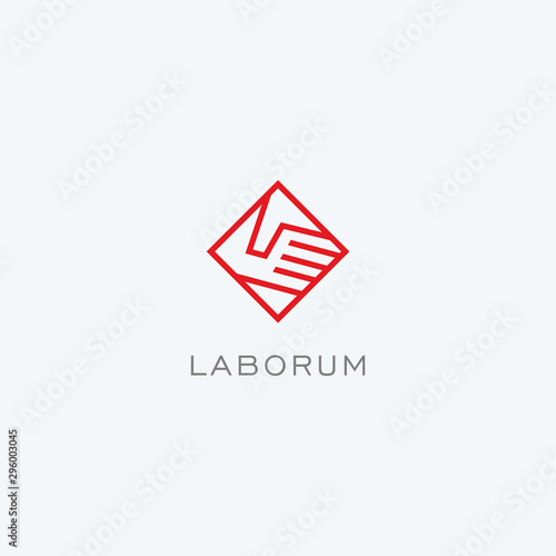 Abstract linear handshake logo icon design modern minimal style illustration vector.