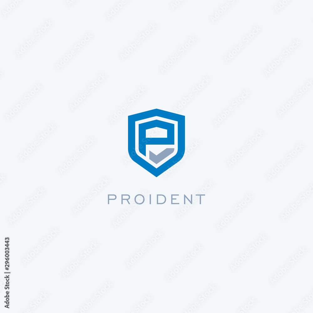 Abstract linear letter initial P shield logo icon design modern minimal style illustration vector. Abstract linear letter initial P shield logo icon design modern minimal style illustration vector.