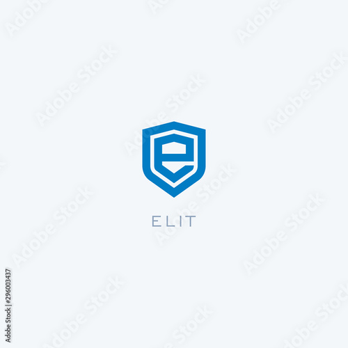 Abstract linear letter initial e shield logo icon design modern minimal style illustration vector.