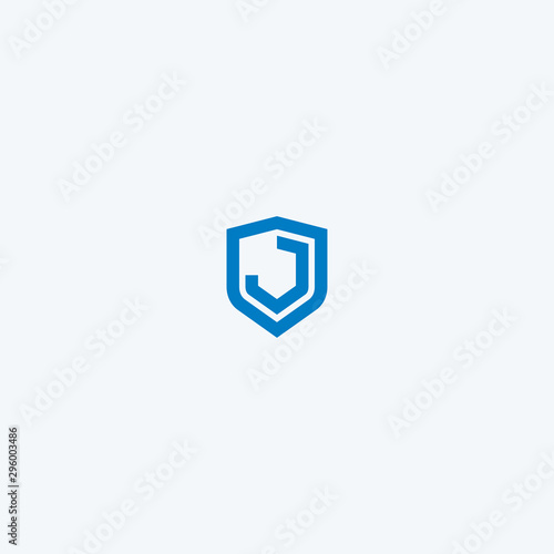 Abstract linear letter initial J shield logo icon design modern minimal style illustration vector.