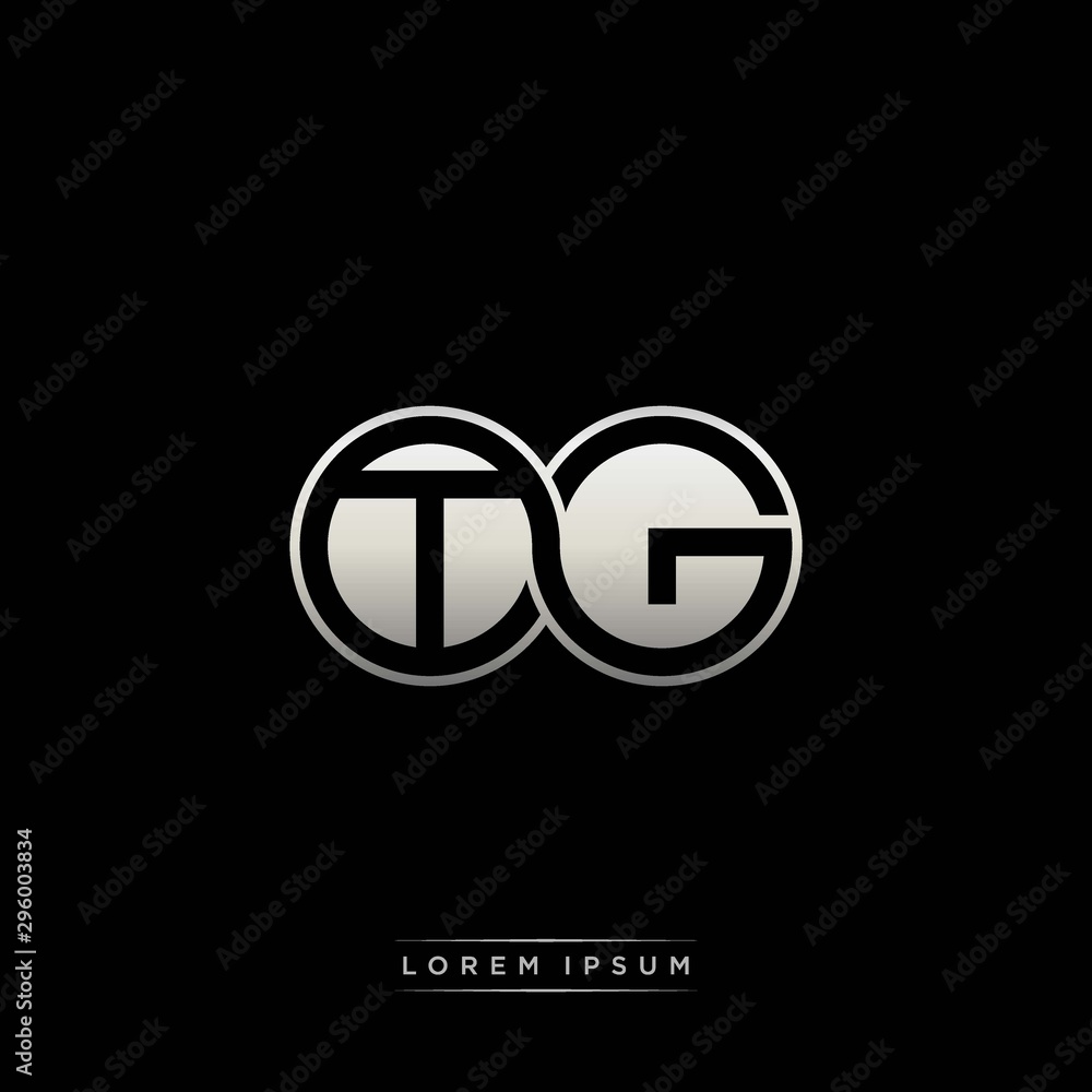 Fototapeta premium TG initial letter linked circle capital monogram logo modern template silver color version