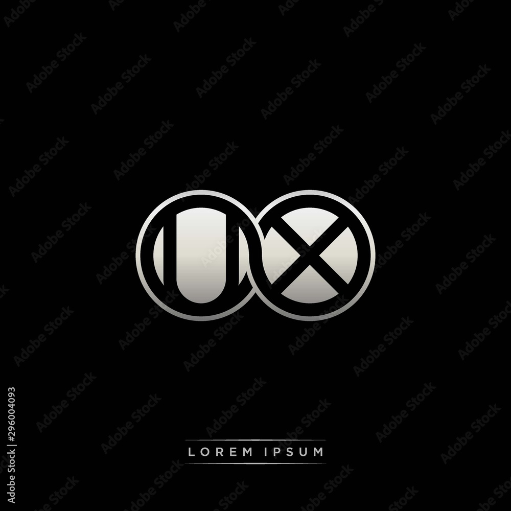 UX initial letter linked circle capital monogram logo modern template silver color version UX initial letter linked circle capital monogram logo modern template silver color version