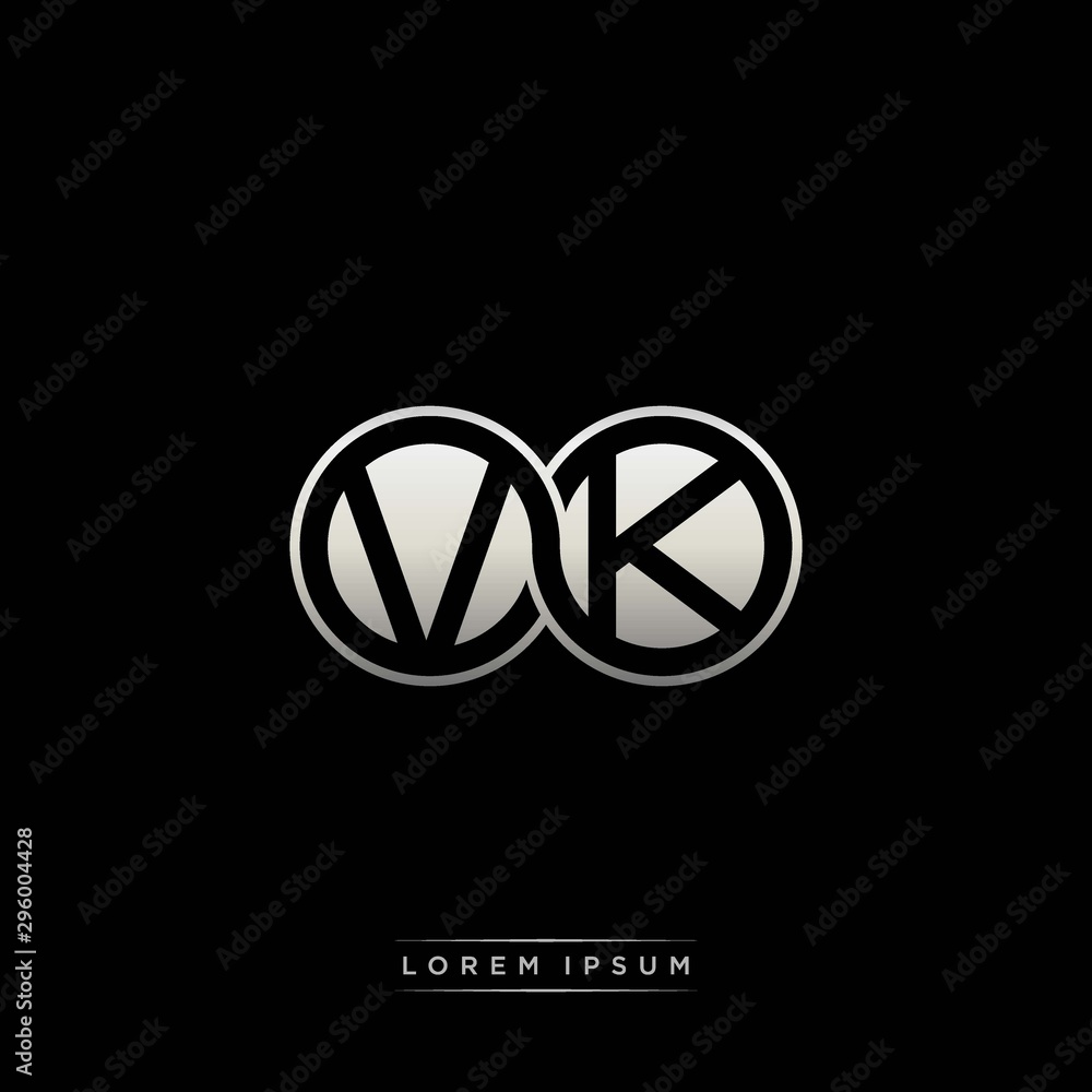 VK initial letter linked circle capital monogram logo modern template silver color version VK initial letter linked circle capital monogram logo modern template silver color version