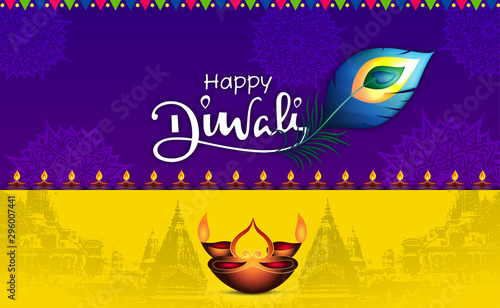 Diwali Festival Sale Design Template with burning diya for light festival of India 