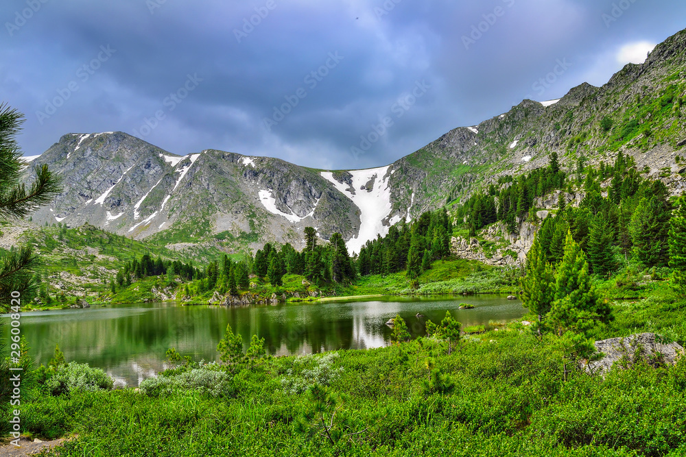 One from seven mountain Karakol lakes, located in Altai Mountains, Russia