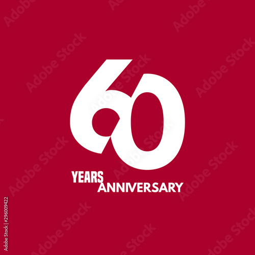 60 years anniversary vector icon, logo. Design element with composition of digit and text