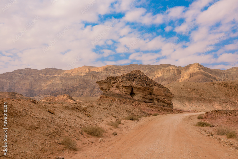 Amazing View to the Red Rocks and Desert Sands in Timna National Park, Israel