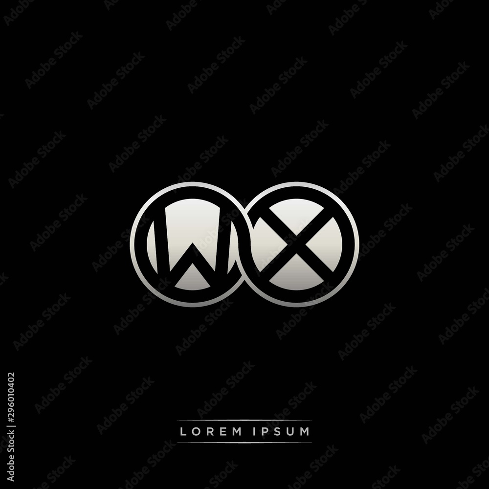 WX initial letter linked circle capital monogram logo modern template silver color version WX initial letter linked circle capital monogram logo modern template silver color version